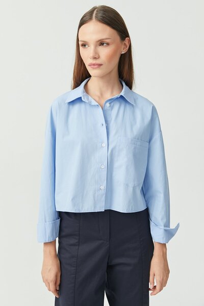 PAULMARK Women's Pocket Crop Shirt