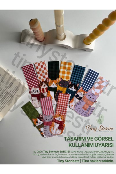 tinystoriestr Obeleživači - Jesenja mačja tema, prilagođeni, set od 10 - tiny...