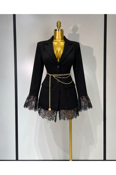 Generic Brand Rochie tip sacou cu lanț decorativ