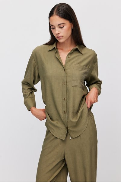 PAULMARK Women's Oversize Pocket Shirt