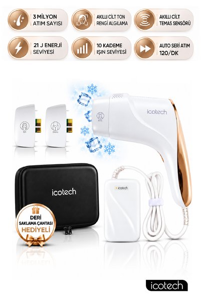 icotech HR80 Ultra Beyaz Buz Başlıklı Cilt Ten ve Temas Sensörlü 3 Milyon Seri Atım Kapasiteli 10 Enerji Seviyeli Lazer Ipl Epilasyon Cihazı