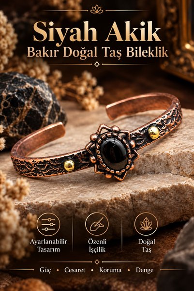 NBS Beautiful Naturel Stones Copper Bracelet (Pure) Adjustable Agate Stone An...