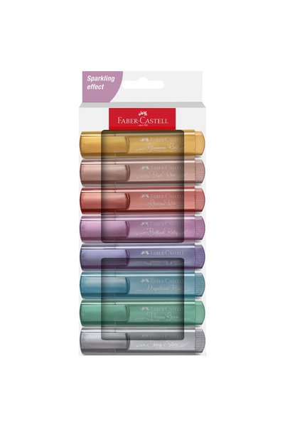 Faber Castell Set de markere, 8 bucăți, culori metalice, cerneală pe bază de ...