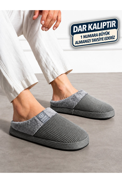 STOCON Men's Corduroy Fabric Comfortable Fur Inside Soft Sole House Slippers ...