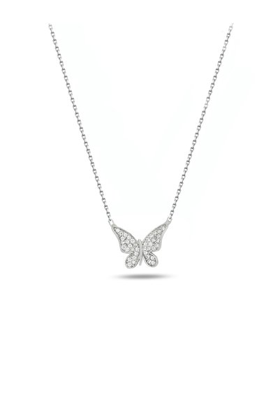 Brezza Lusso Jewelry 925 Ayar Zarif Model Minimal Kelebek Gümüş Kadın Kolye