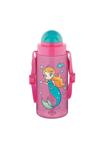 Noki Sticlă de apă pentru copii TRITAN 500ML cu pai și curea de transport T-0107