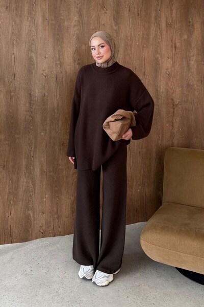 Şule Giyim Dilşah Angora Suit Brown