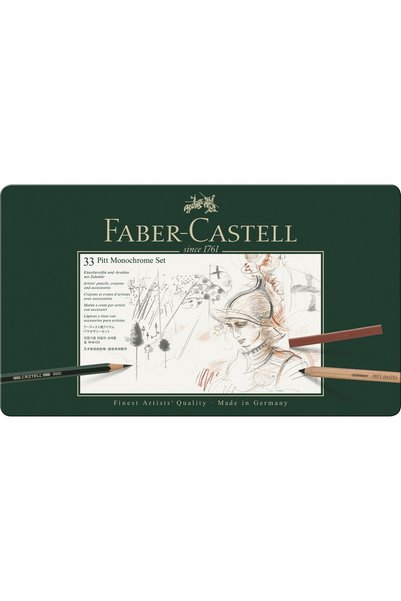 Faber Castell PITT MONOCHROME SET GRAPHITE+CHARCOAL+PASTEL 33 PCS FABER-CASTELL