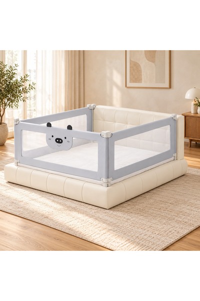 ROHS Set de 3 bariere de siguranță pentru pat, gri: 2 × 200 cm și 1 × 140 cm,...