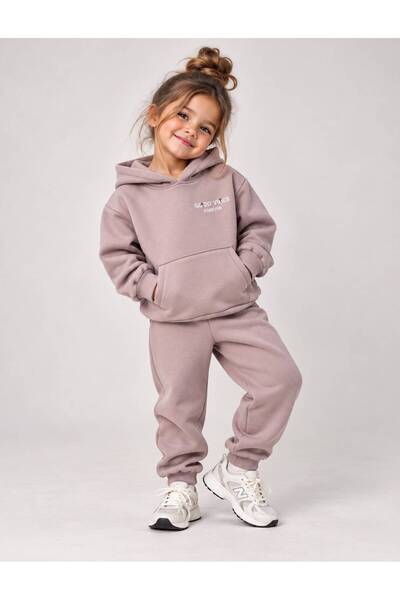 SEENJOB KİDS Kapüşonlu Kanguru Cepli Ön/Arka Baskılı Sweatshirt/Eşofman 3 İp ...