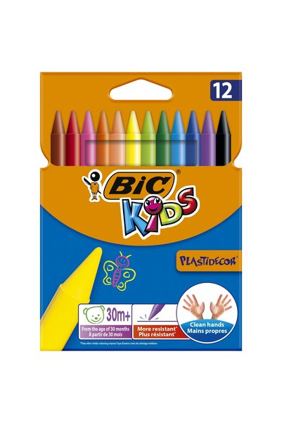 Bic 12 COLORED WAX CRAYONS PLASTIDECOR