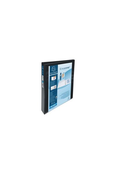 Exacompta Caiet mecanic A4+ cu 4 inele de 44 mm, 2 buzunare, Kreacover Negru