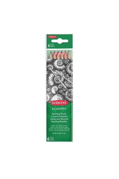 Derwent Academy Graphite Pencils 2H-3B blister 6 pcs/set high quality black