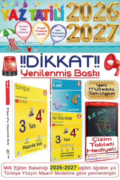 Tonguç Yayınları 3. Sınıf 3'ten 4'e Hazırlık Seti 0'dan 4'e Konu Anlatımlı Tü...