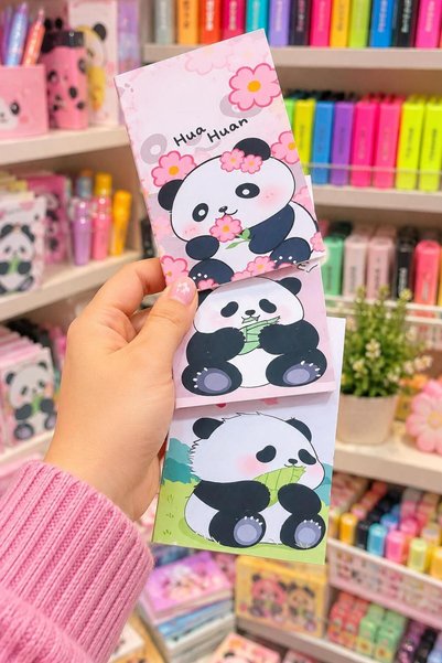 ÖZ KIRTASİYE Öz Kırtasiye Minik Pandalar 3'lü set defter Çizgisiz 32yp hediye...