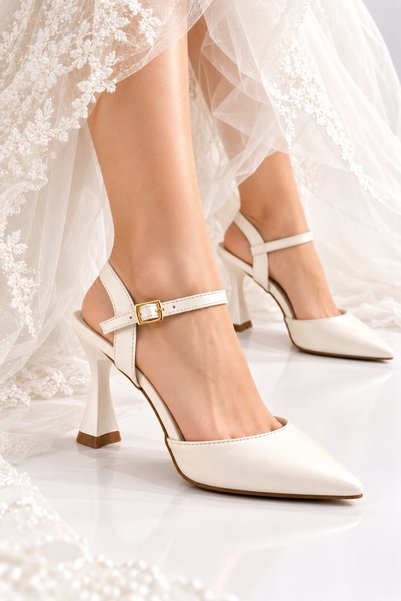 moon glow Pantofi eleganți pentru femei, de culoare ecru, cu vârf ascuțit, to...