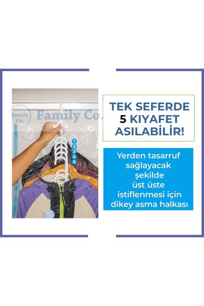 5 Askılık Vakumlu Saklama Poşeti, Yerden Tasarruf Sağlayan 70x140 cm