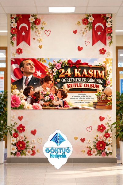 Göktuğ Hediyelik 24 KASIM OĞRETMENLER GÜNÜ OKULVE KREŞLER İÇİN VİNİL MODEL 2