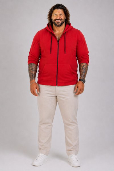 MocGrande Hanorac unisex cu glugă, 3ip, mărime mare, 11701, ROȘU