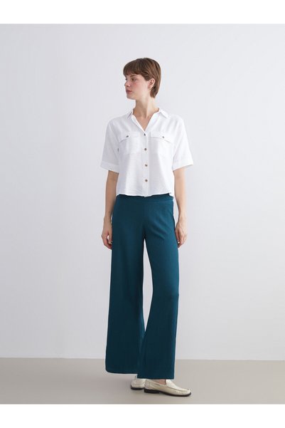 LC Waikiki LCW EVERYDAY Petrol Crinkle Straight-Leg, Loose & Wide-Leg Women's...