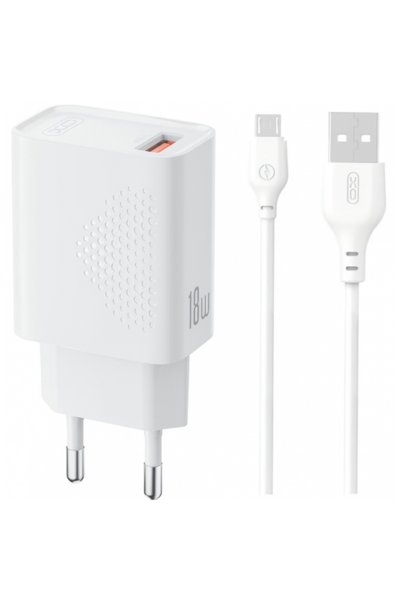 XO Design Incarcator Retea Cu Cablu microUSB L159, 18W, 3A, 1 x USB-A, Alb