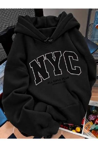 Unisex Kadın/Erkek Premium 3 İplik Oversize Baskılı Hoodie Kalın Kaliteli Kumaş Kapüşonlu Sweatshirt