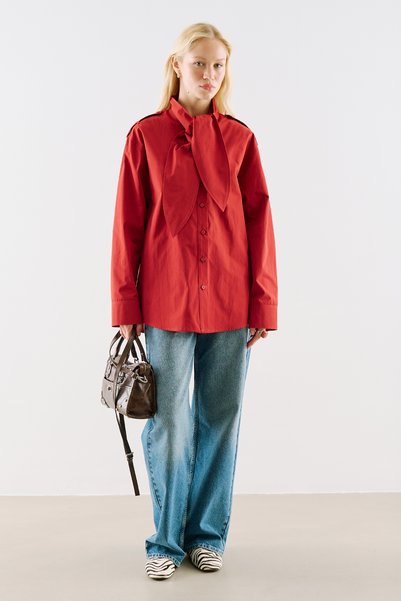Manuka Shirt with Fular Collar Red