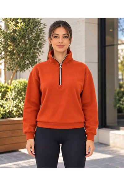 Maison La Femme Women's zip-up crewneck sweatshirt