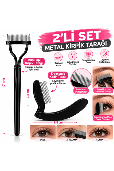 Anıl Gel Polish Metal Eyelash Comb; Eyelash Curling Comb, (Set of 2)
