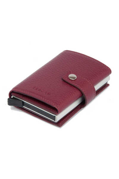 Tergan Claret Red Genuine Leather Unisex Credit Card Holder - S1Kk00000263-M71