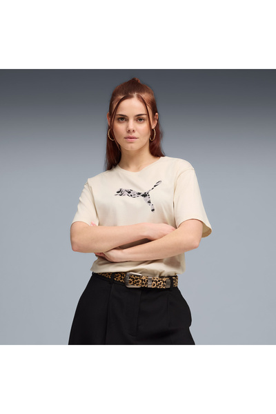 Puma Απαραίτητο γυναικείο μπλουζάκι με σχέδιο ζώων σε μπεζ χρώμα, καθημερινού...