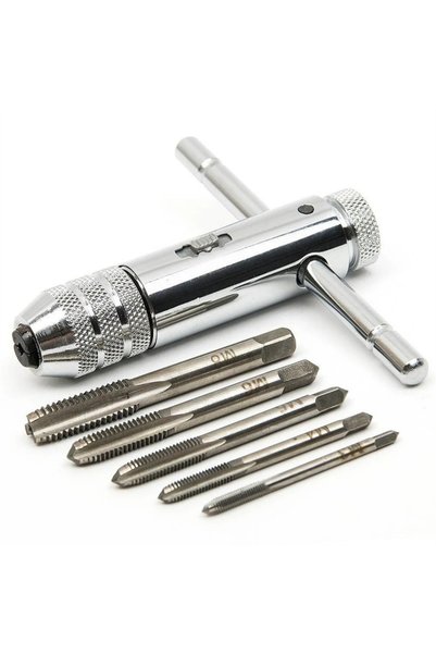 Choice1 wrench and 5 Tap Ratchet Tap Adjustable T-Handle Holder Wrench With M...