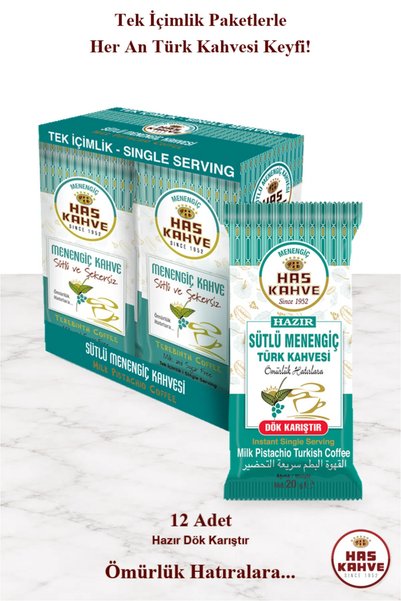 Has Kahve Tek Içimlik Sütlü Menengiç Kahvesi 12'li Paket 20 gr