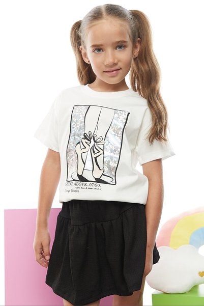 PAULMARK Girl's Foil Printed T-Shirt