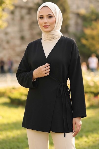 TOFİSA Yandan Bağcık Detaylı Ceket Siyah - 2149-SIYAH