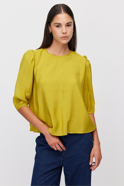 PAULMARK Crew Neck Shoulder Detail Blouse