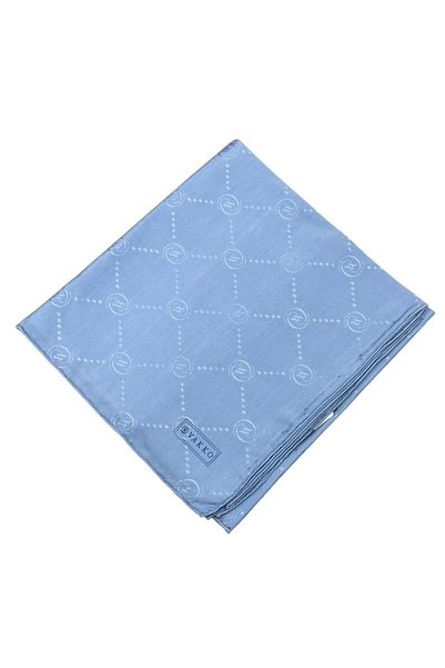 Vakko Cotton Silk Scarf - Monogram - Baby Blue