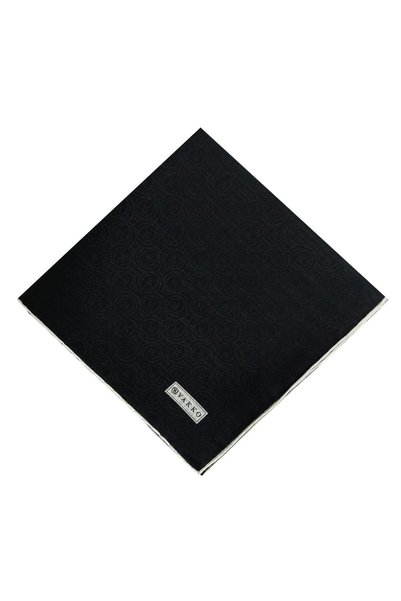 Vakko Cotton Silk Scarf - Spiral Monogram - Black and White