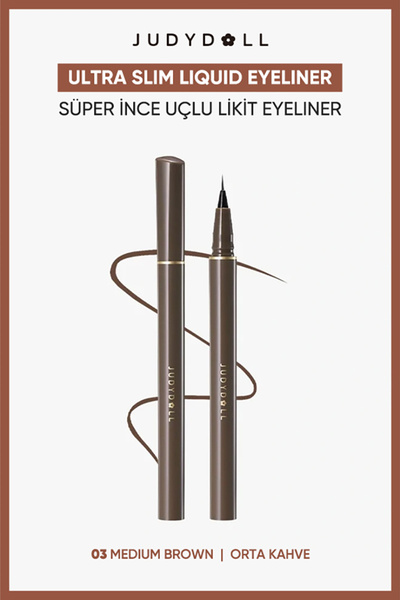JUDYDOLL Slim Likit Eyeliner 03 Orta Kahve / Medıum Brown | Ultra İnce Uçlu |...