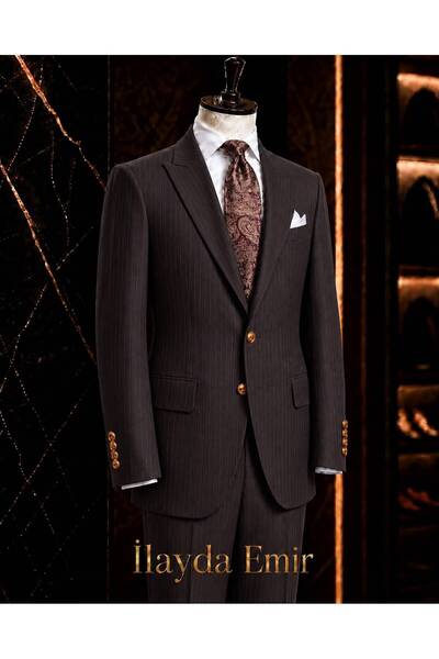 ilayda emir Men's Suit Slim Fit Pinstripe Classic Groom Suit Jacket Pants