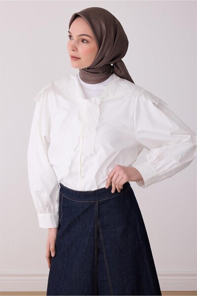 Belli Eșarfă de mătase - 4305-02 Twill de nurcă închisă la culoare