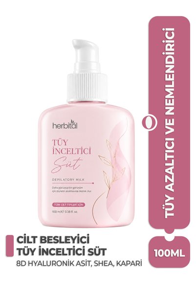 Herbital Tüy Azaltıcı Süt & Cilt Besleyici – 8D Hyaluronik Asit, Allantoin, S...