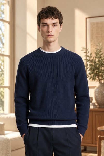 AJ X GF Premium Cotton Ribbed Knitwear Sweater Long Sleeve Giantino