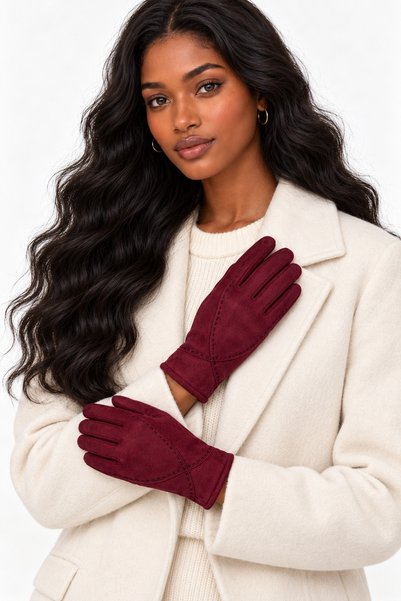 Axesoire 16048 Süet Bordo Eldiven