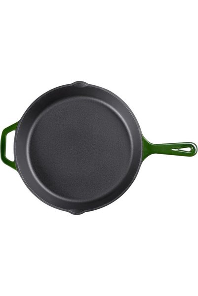 Navaris Tigaie rotundă adâncă din fontă cu mâner, 30 cm, Verde închis, 53784.02