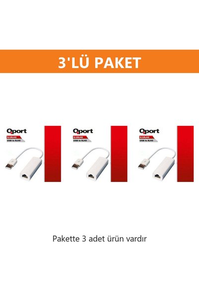 Qport Q-URJ45 USB TO RJ45 ÇEVİRİCİ 3'lü Paket