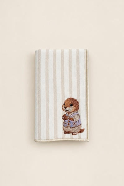 LİONYA DESİGN Vintage Cookie Keeper Nakışlı Dekoratif El Havlusu – %100 Pamuk, Çizgili Keten Dokulu (30×45) - 1 Adet