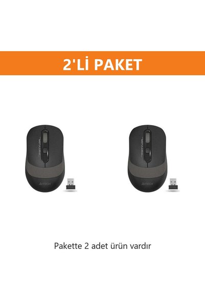 A4 Tech FG10S GRI SESSİZ KABLOSUZ OPTIK 2000 DPI 2'li Paket