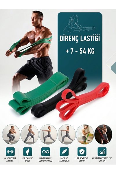 GUS Company 208 CM Direnç Lastiği 3'lü Set (Kırmızı, Siyah ve Yeşil) - (Hafif...