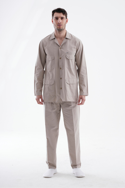 Beratnur Men's Hajj and Umrah Outfit with Pockets, Two-Piece Safari Suit, Dar...